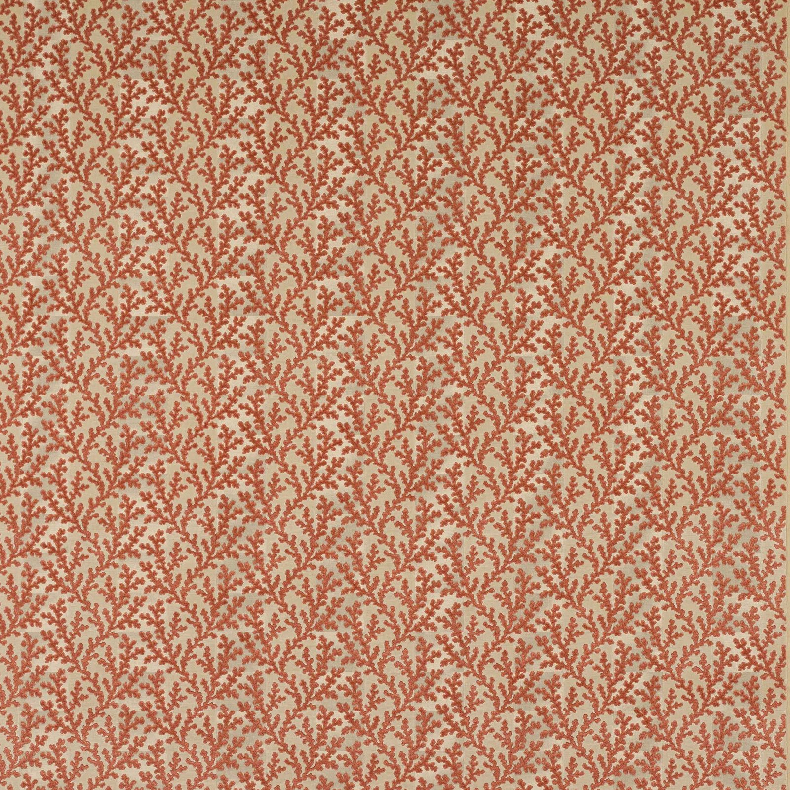 Small trailing pink motif on a warm cream-beige woven fabric swatch