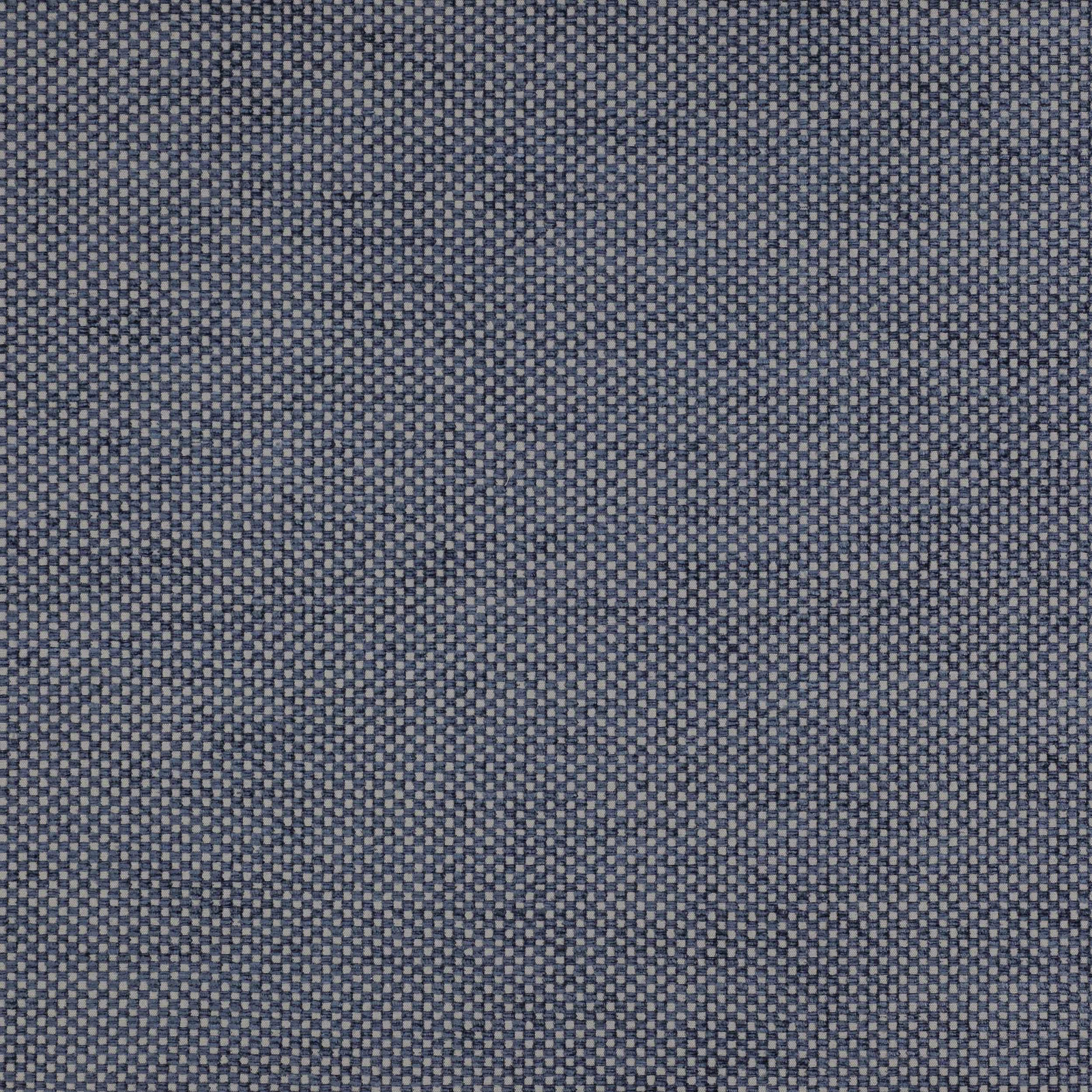 Close-up of a muted blue small-scale woven check fabric with fine textured squares