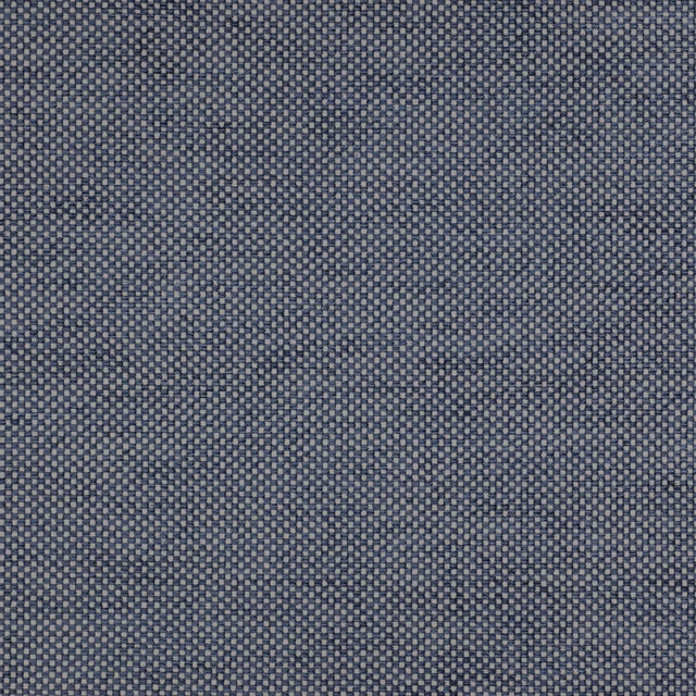 Close-up of a muted blue small-scale woven check fabric with fine textured squares