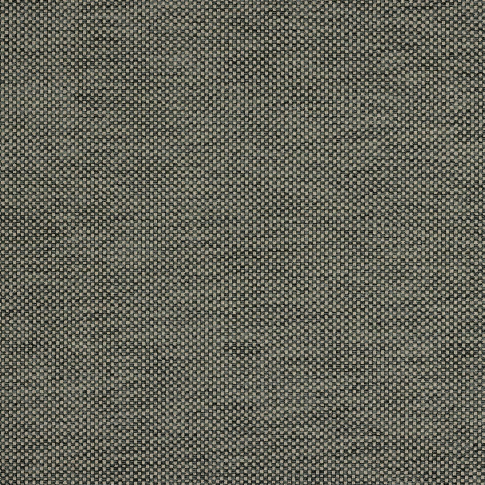 Close-up of muted spruce green micro-check woven fabric with fine textured surface