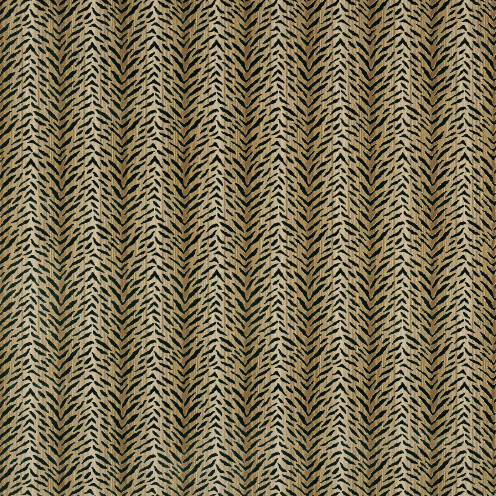 Beige fabric swatch with small forest-green chevron leaf rows