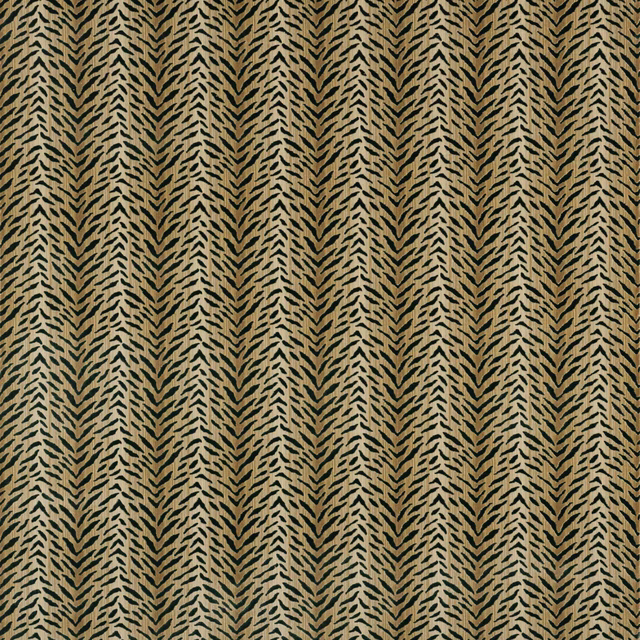 Beige fabric swatch with small forest-green chevron leaf rows
