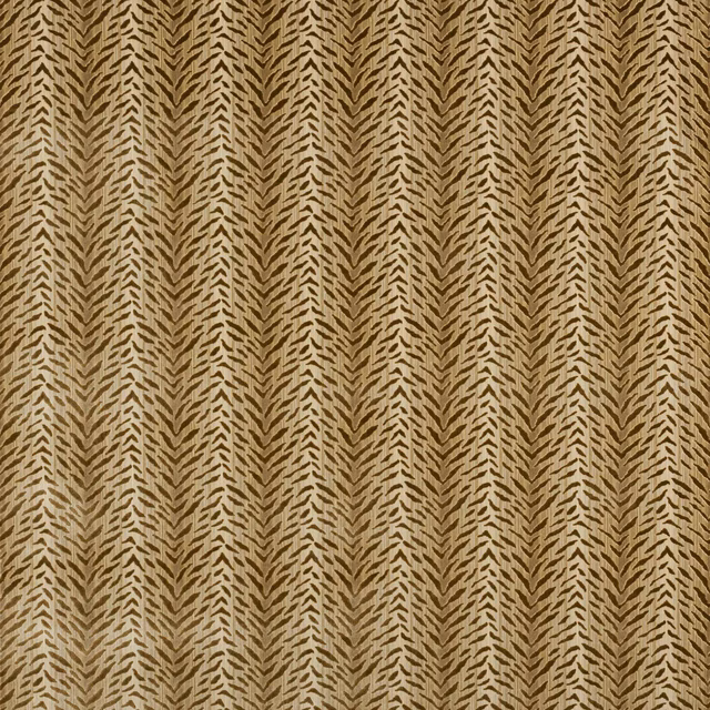 Sand-beige fabric swatch with small brown chevron leaf motif