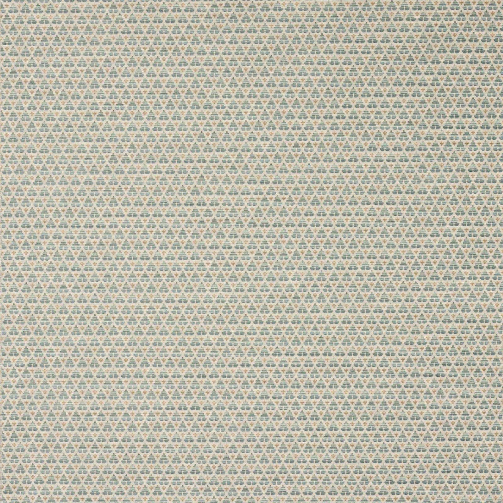 Small aqua and ivory geometric fabric swatch with tiny repeated motif