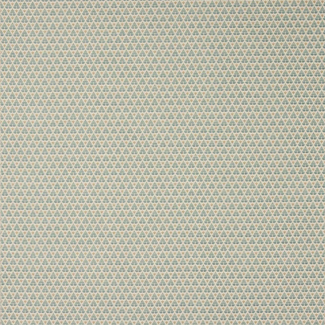 Small aqua and ivory geometric fabric swatch with tiny repeated motif