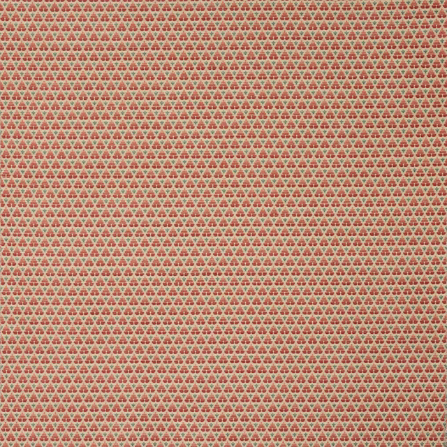 Small repeating red and green motif on a pale ground fabric swatch