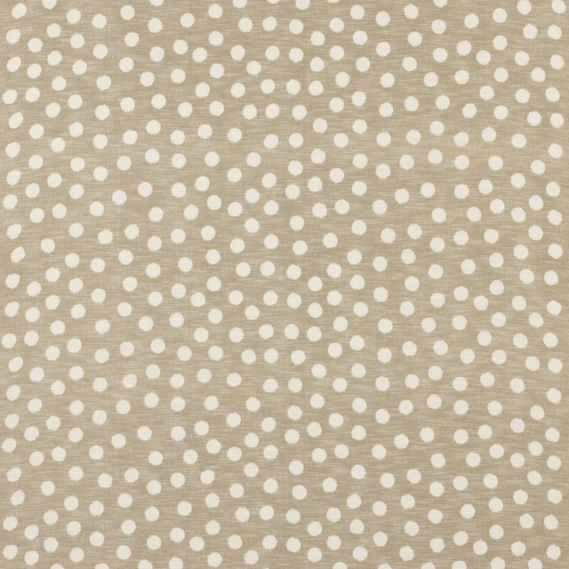 Soft linen-beige cotton fabric with small ivory polka dots