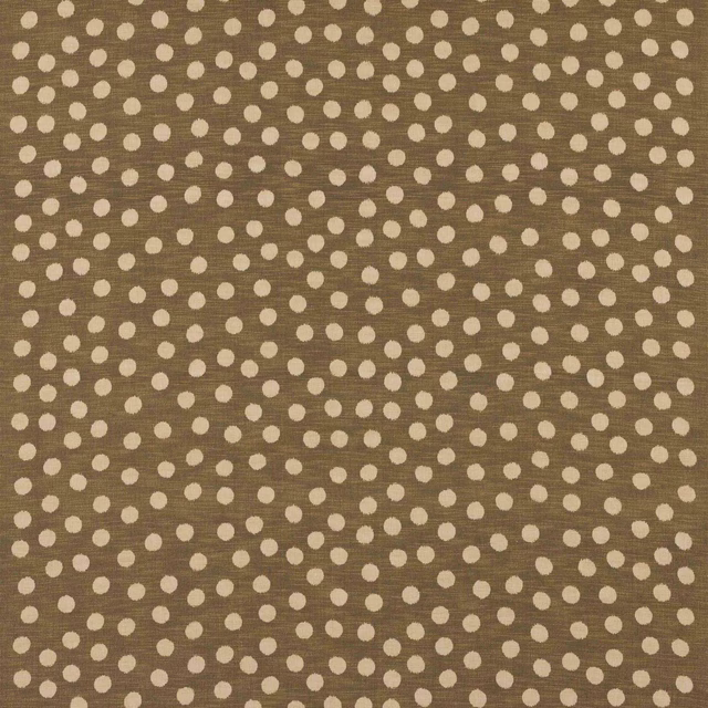 Cream polka dots on a warm tobacco-brown woven cotton ground