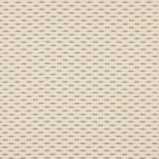 Cream fabric swatch with tiny saffron-gold dash motif in a neat all-over repeat