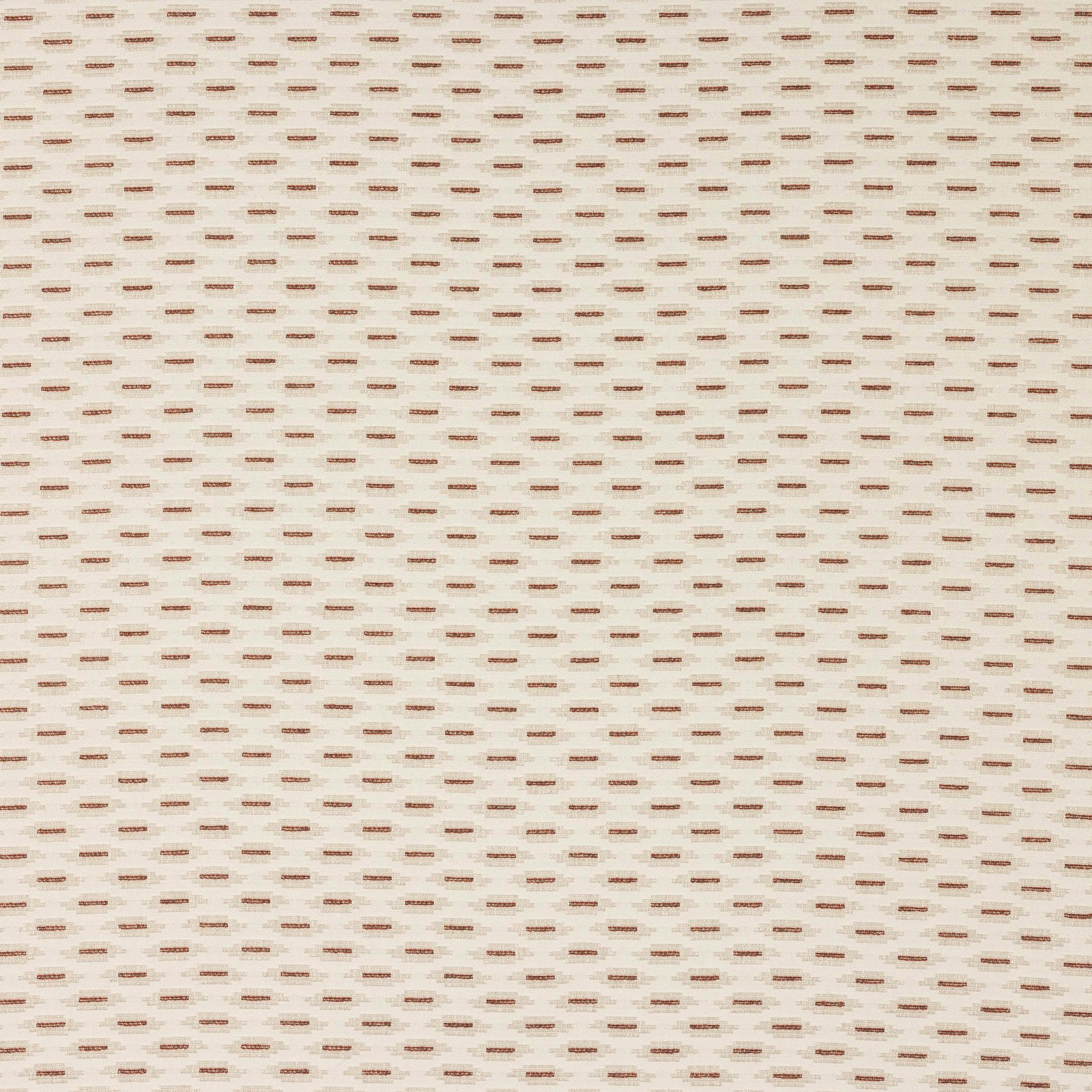 Cream fabric swatch with tiny terracotta dash pattern and subtle woven texture