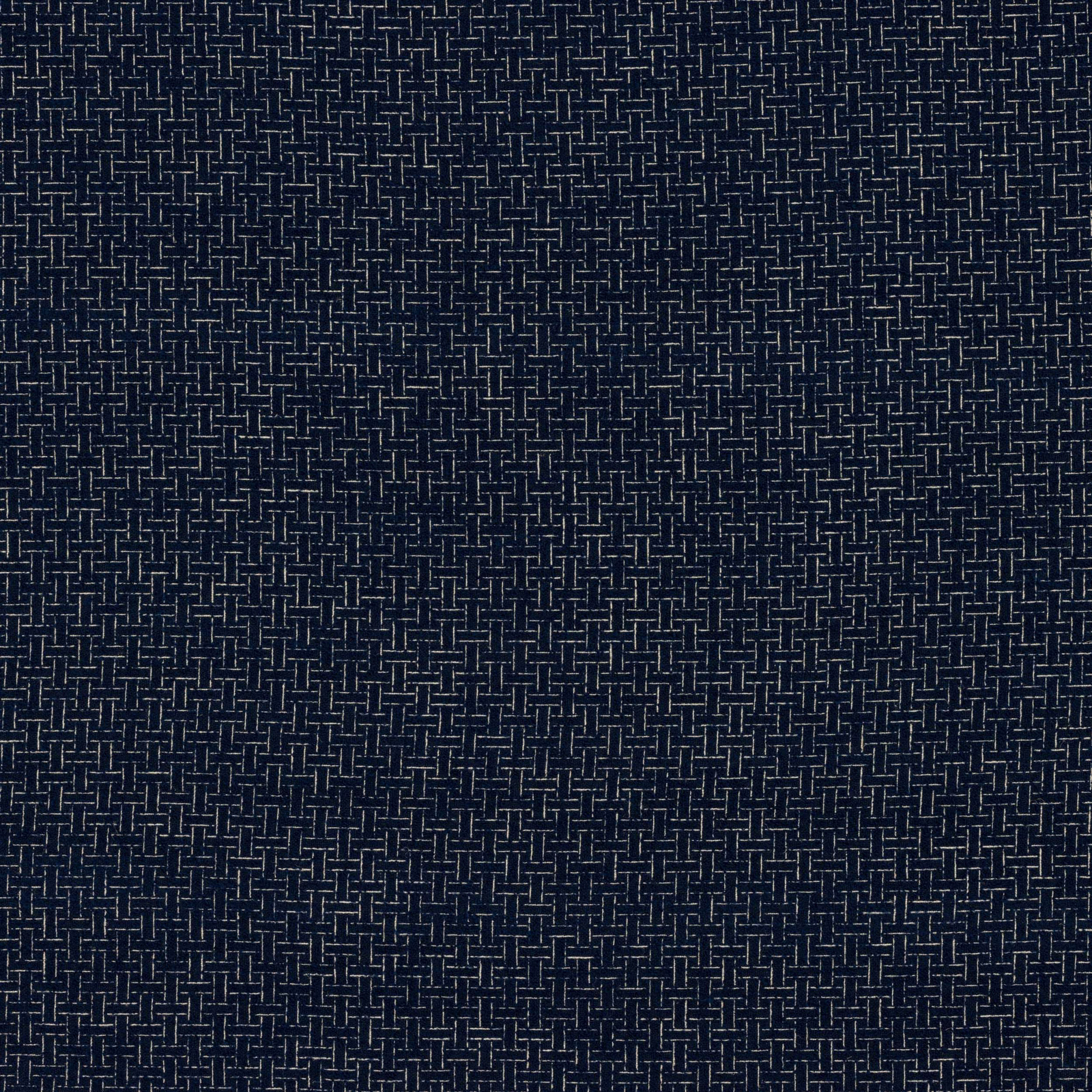 Close-up of deep navy woven fabric with small basket texture