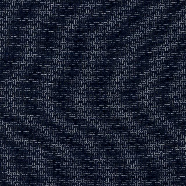 Close-up of deep navy woven fabric with small basket texture