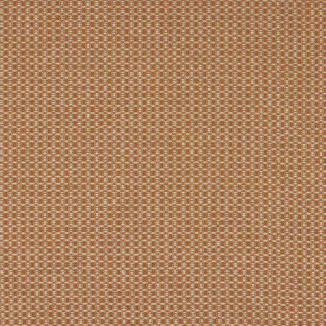 Small-scale brick terracotta woven fabric with pale natural check texture