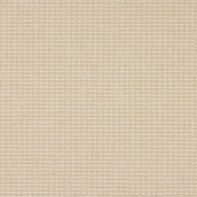 Close-up of warm beige woven fabric with fine grid texture and subtle crosshatch pattern