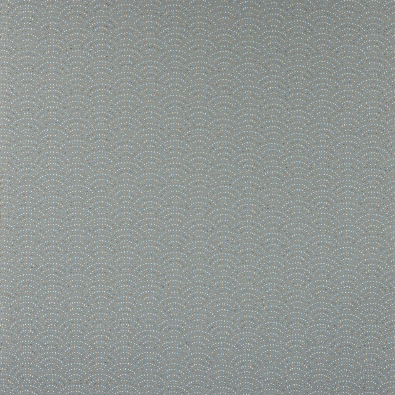 Muted slate blue fabric with a small scalloped dot pattern