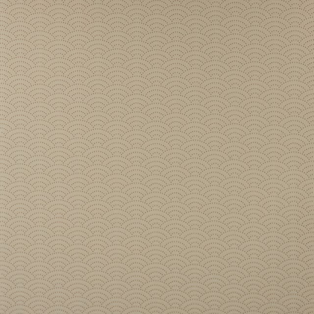 Warm taupe fabric with small scalloped dotted arc pattern