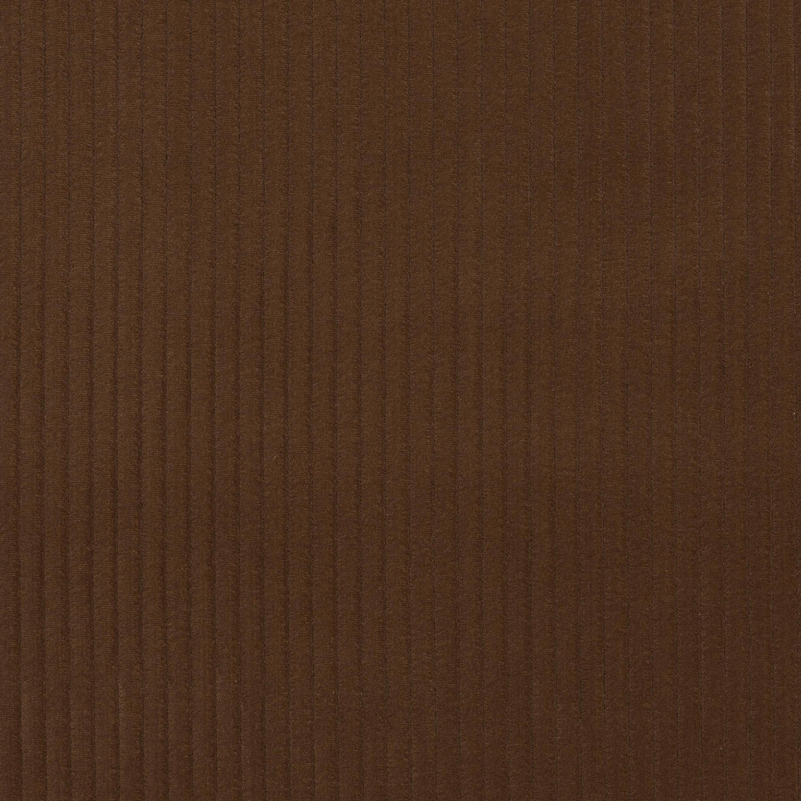 Close-up of warm brown vertical striped cotton fabric with fine woven texture