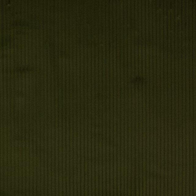 Deep olive green cotton fabric with fine vertical ribbed stripes