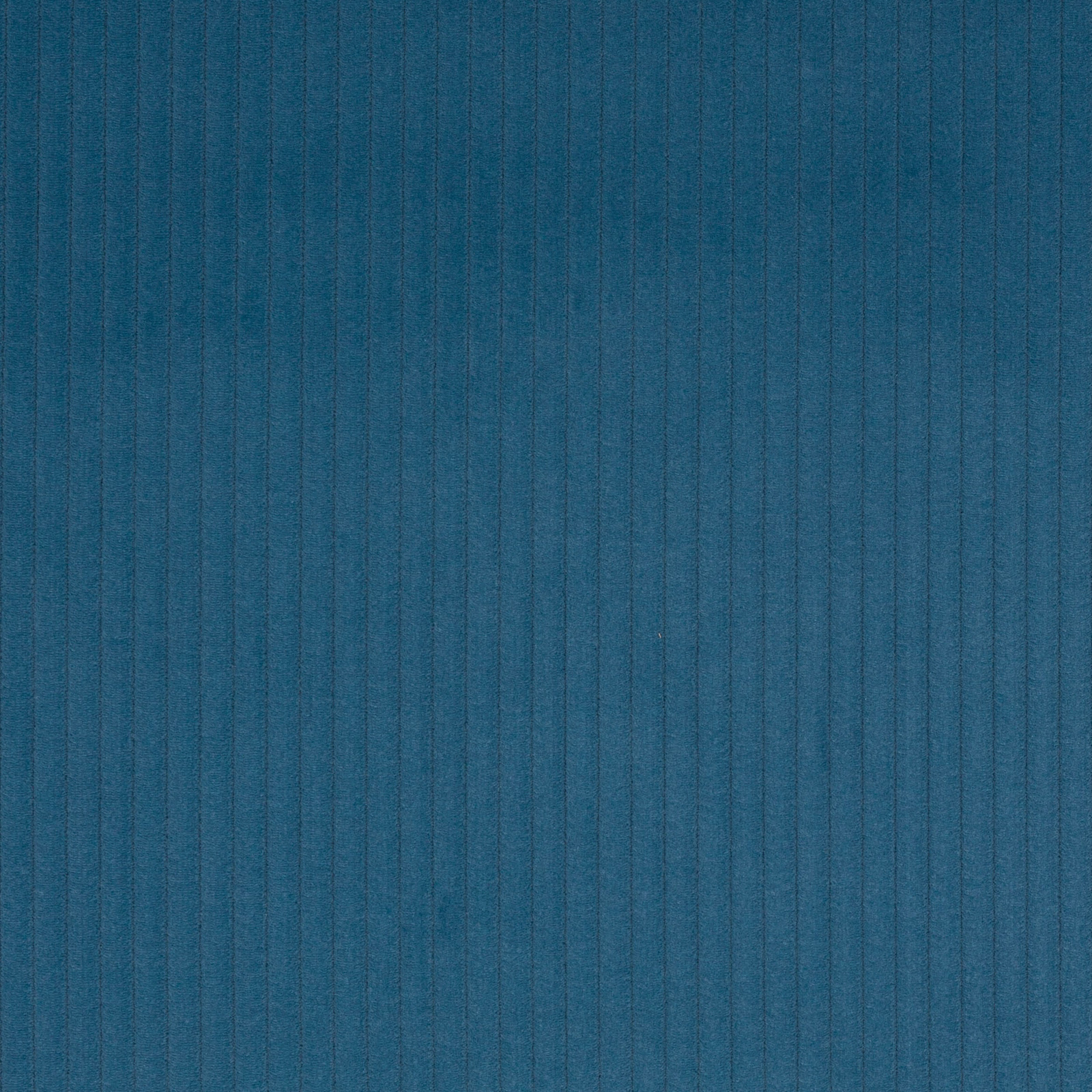 Deep teal-blue cotton fabric with fine vertical pinstripes