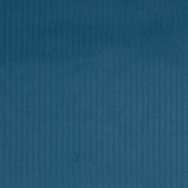 Deep teal-blue cotton fabric with fine vertical pinstripes