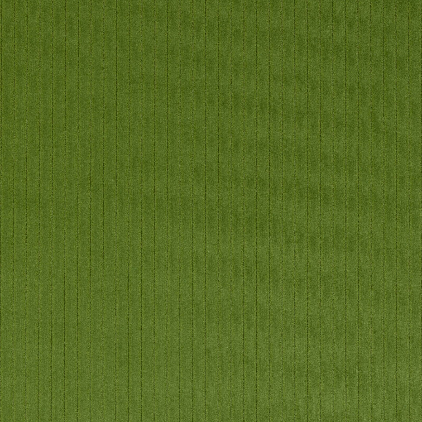 Vivid green fine vertical stripe cotton fabric with ribbed texture
