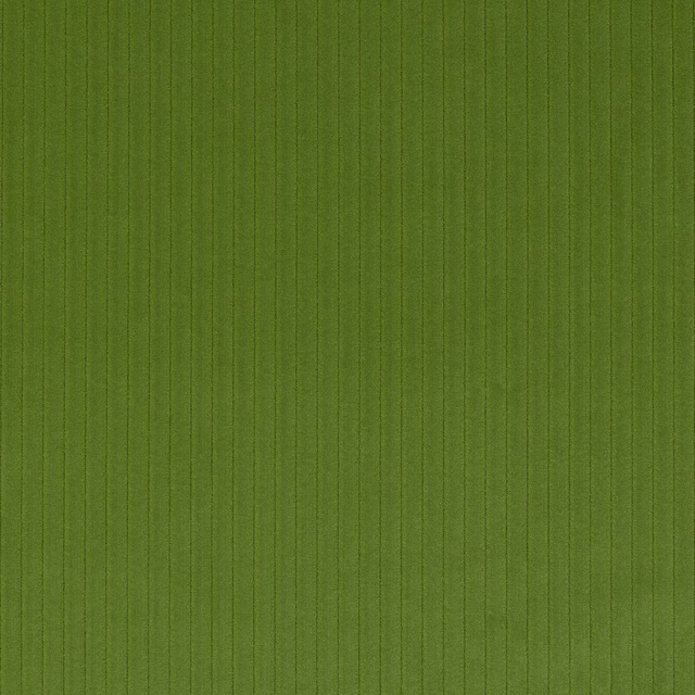 Vivid green fine vertical stripe cotton fabric with ribbed texture