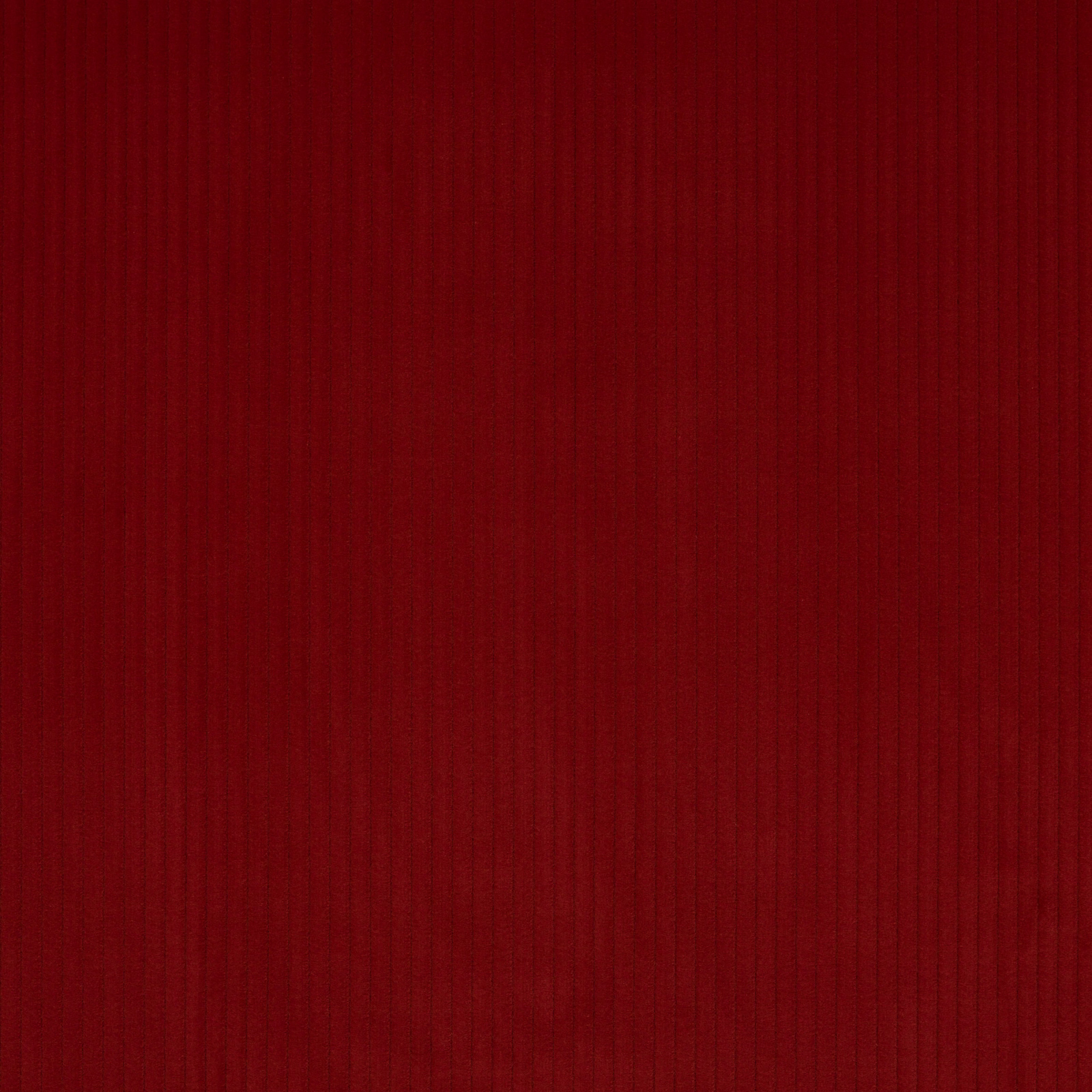 Deep terracotta red cotton swatch with fine vertical striations
