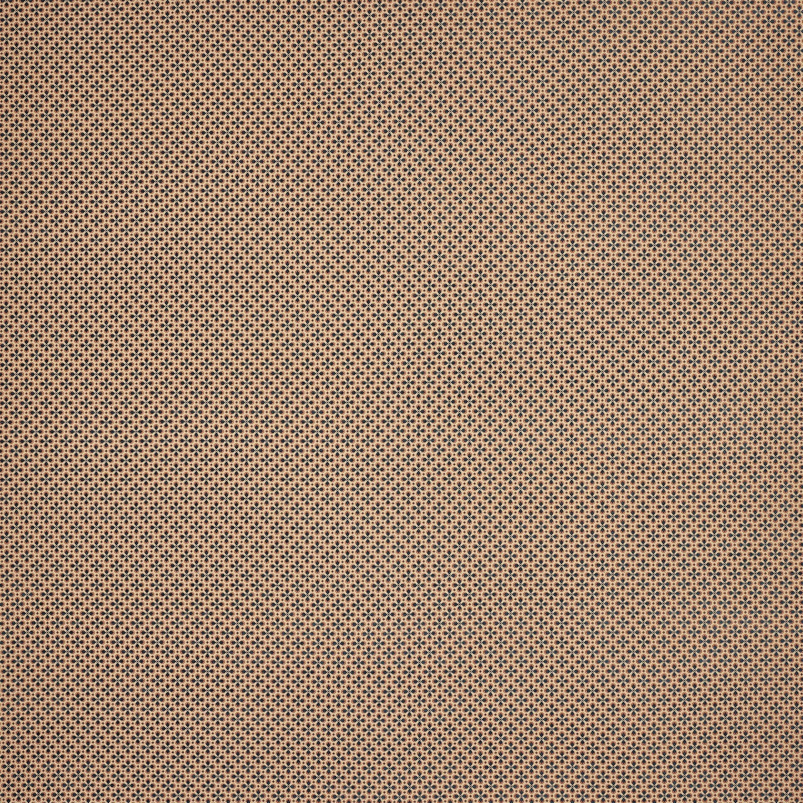 Small navy and tomato geometric weave on a warm beige ground