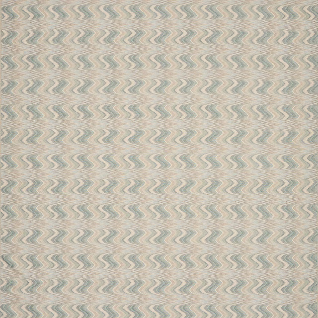 Soft blue and cream wavy geometric woven fabric swatch
