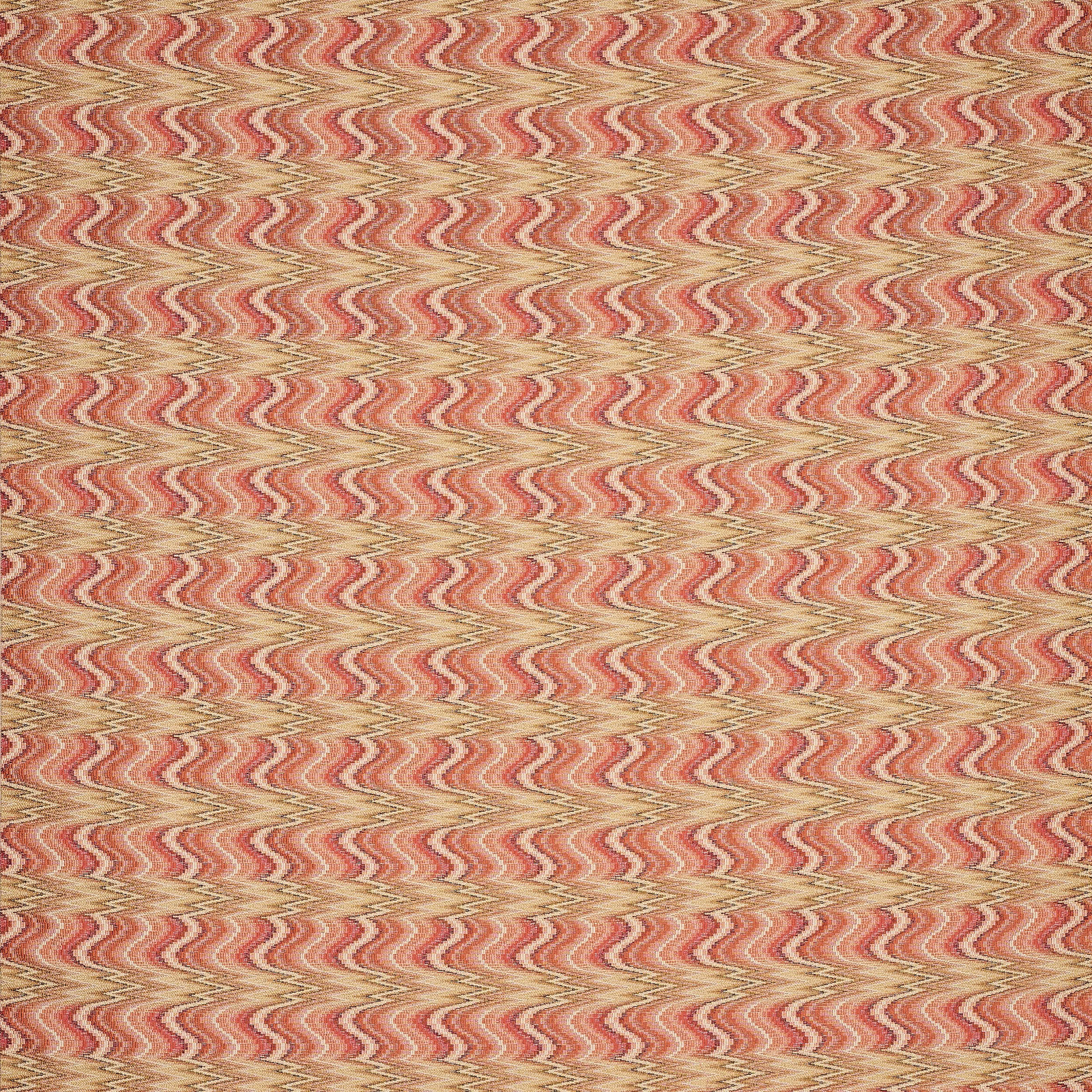 Woven zigzag fabric in tomato red, sienna and pale gold