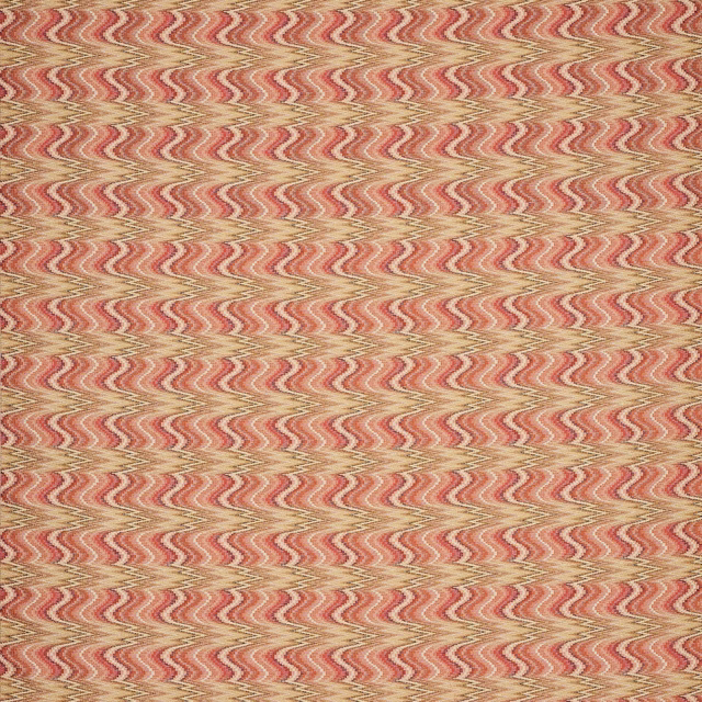 Woven zigzag fabric in tomato red, sienna and pale gold