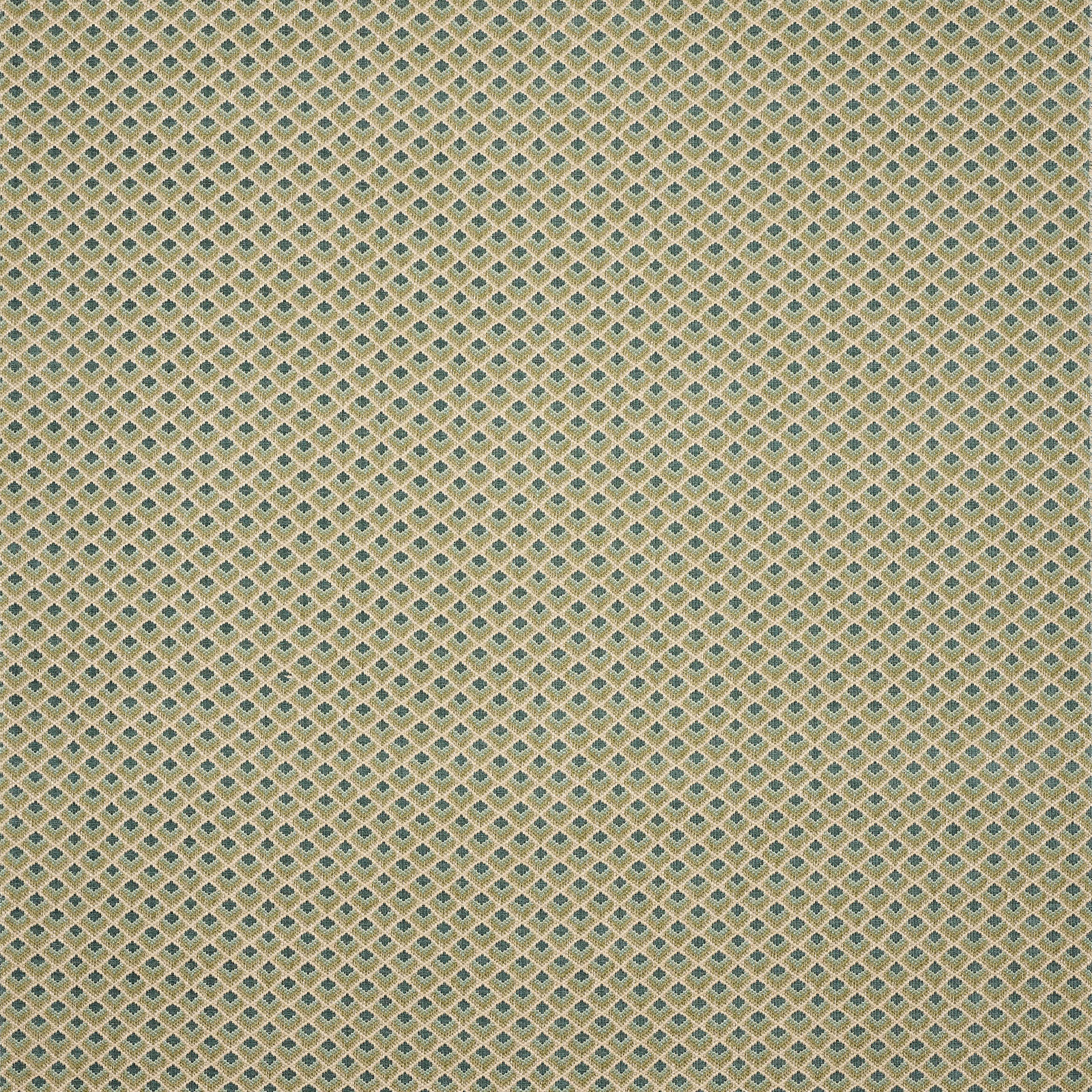 Small sage green diamond lattice on a pale cream woven fabric