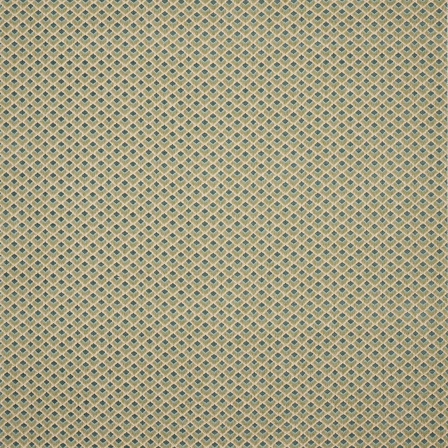 Small sage green diamond lattice on a pale cream woven fabric