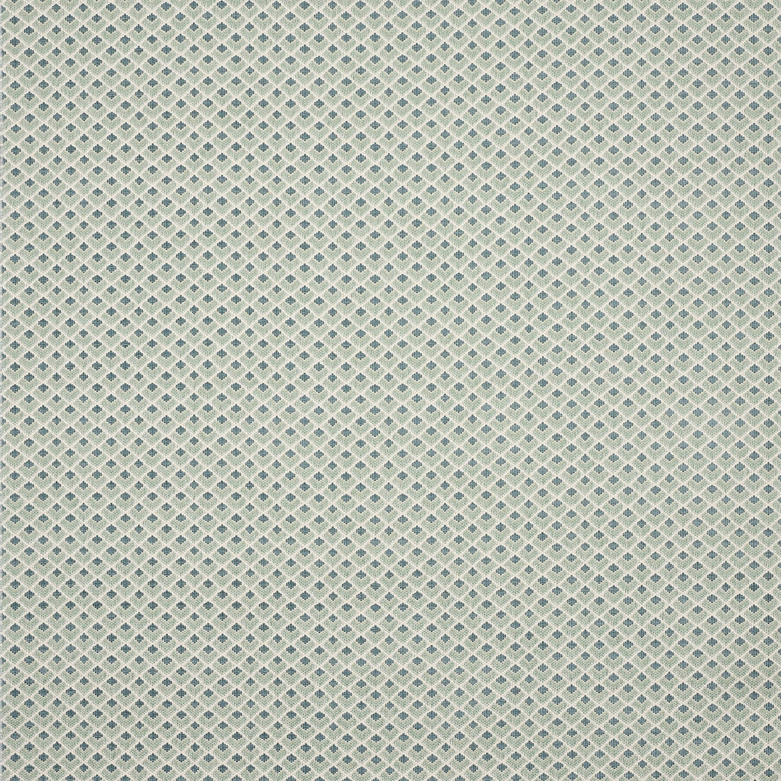 Pale cream fabric with tiny blue-grey diamond repeat and fine woven texture