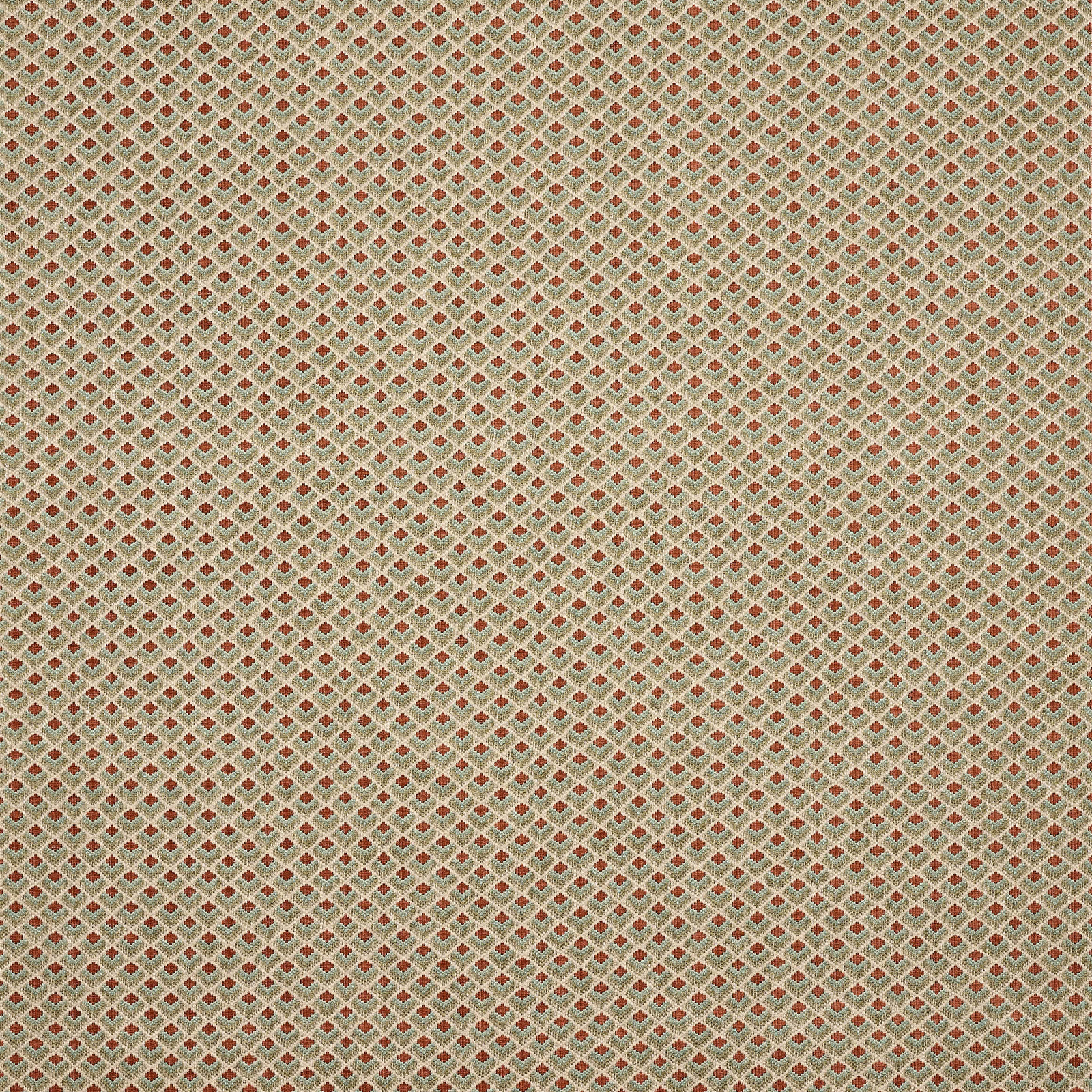 Small red diamond lattice woven on a sage-beige ground