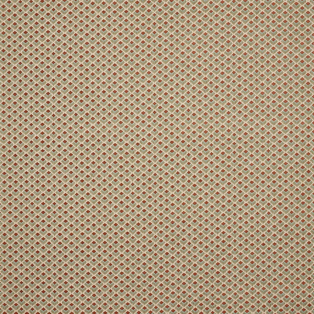 Small red diamond lattice woven on a sage-beige ground