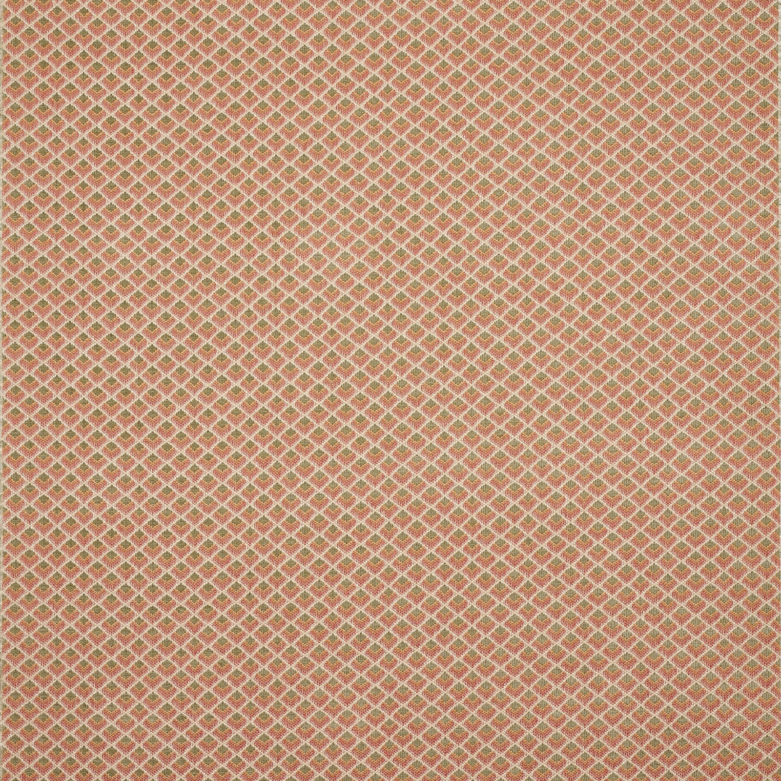 Small geometric diamond weave in tomato red, pale cream and olive accents