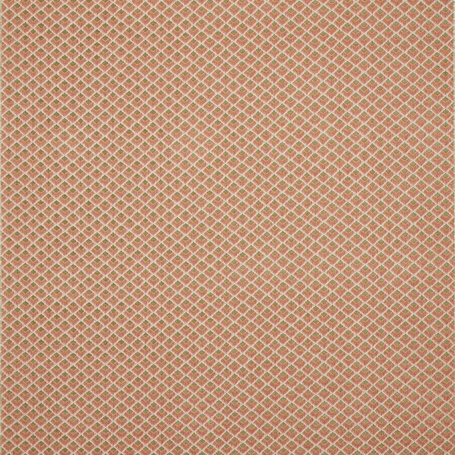 Small geometric diamond weave in tomato red, pale cream and olive accents