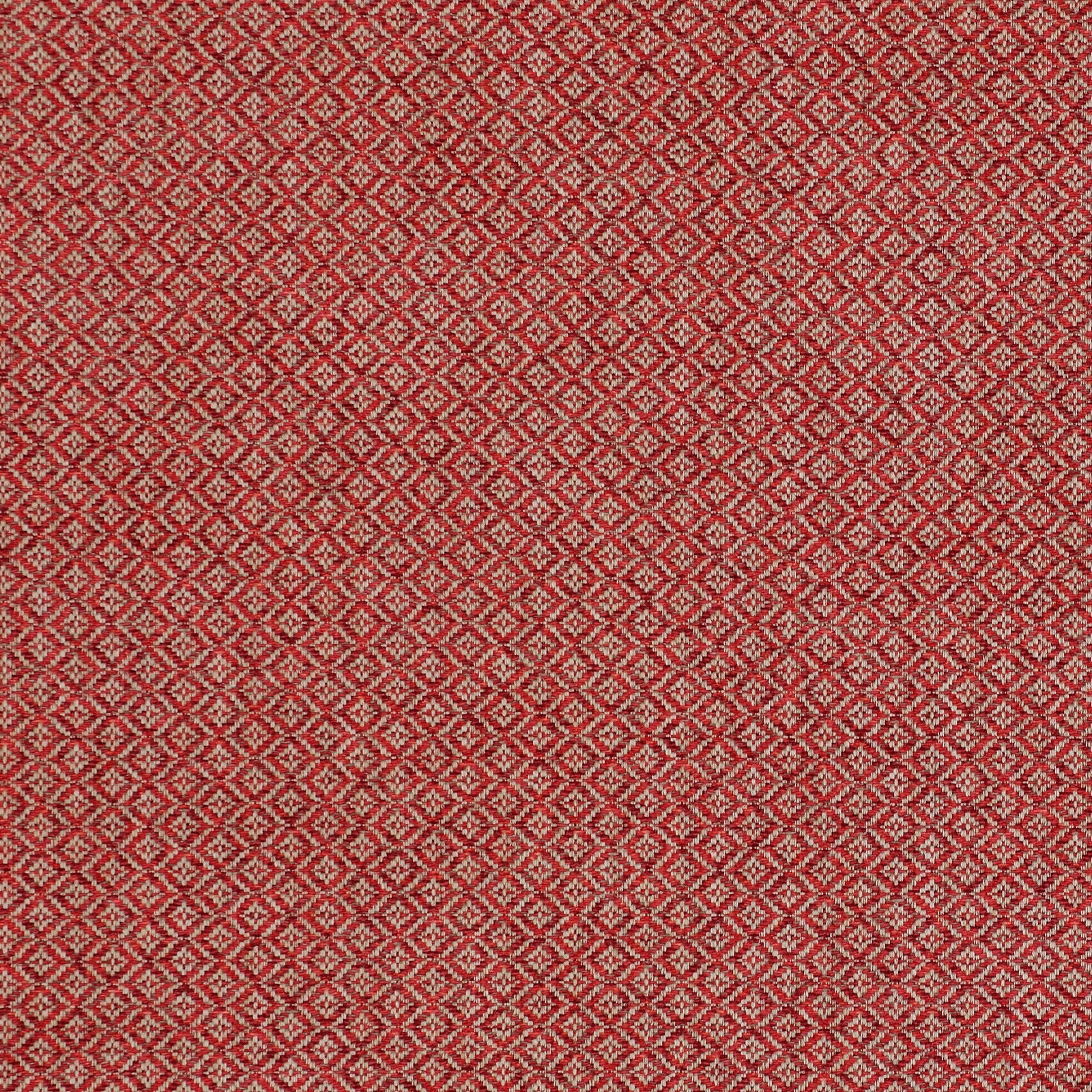 Small red geometric woven fabric with tiny diamond repeat
