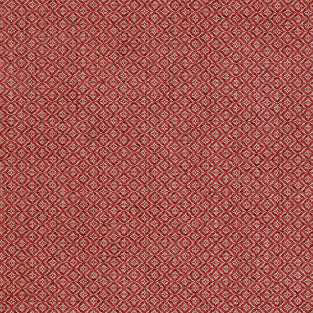 Small red geometric woven fabric with tiny diamond repeat