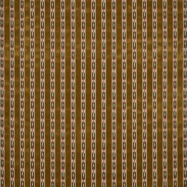 Vertical gold striped fabric with cream, olive and muted rose detailing