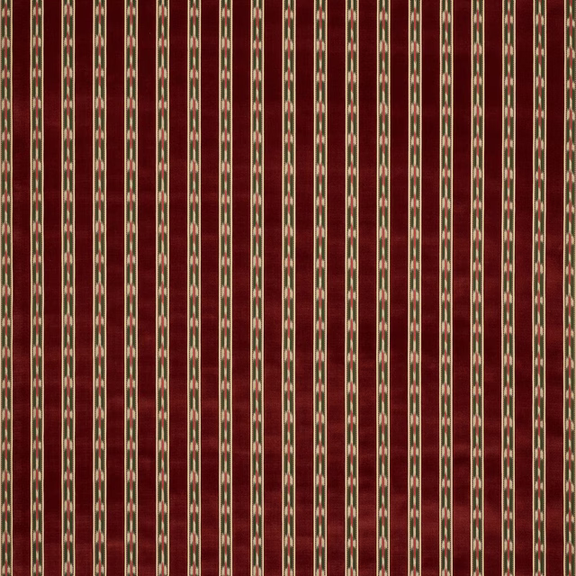 Deep wine-red striped fabric with narrow cream and olive vertical details