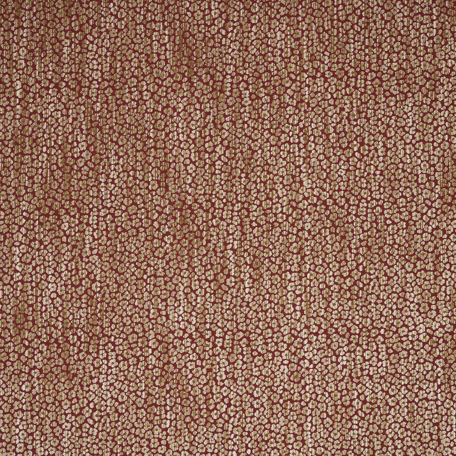 Close-up of small-scale red and cream patterned woven fabric