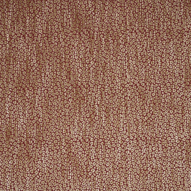 Close-up of small-scale red and cream patterned woven fabric