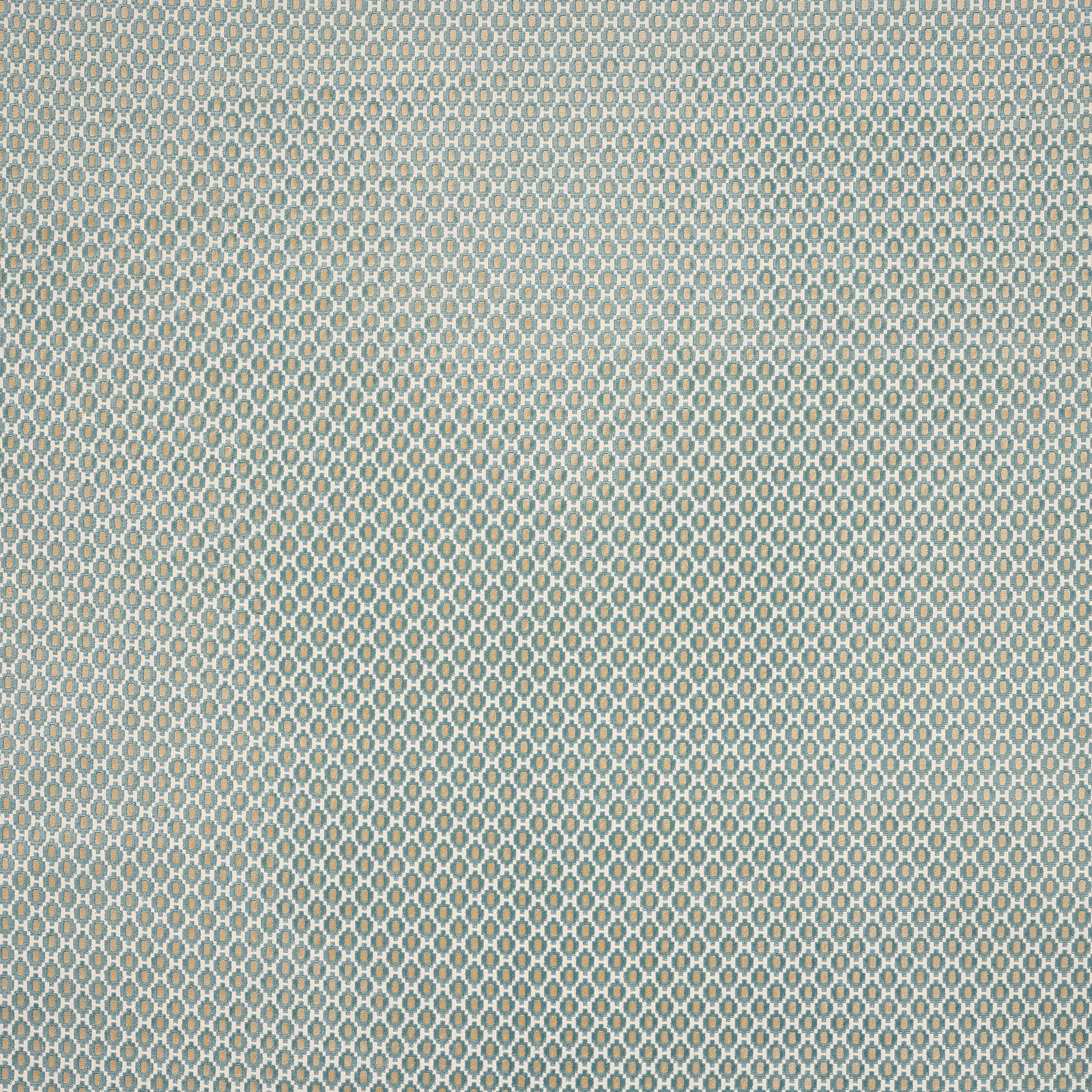 Small geometric cotton swatch in soft greyed blue and pale ivory