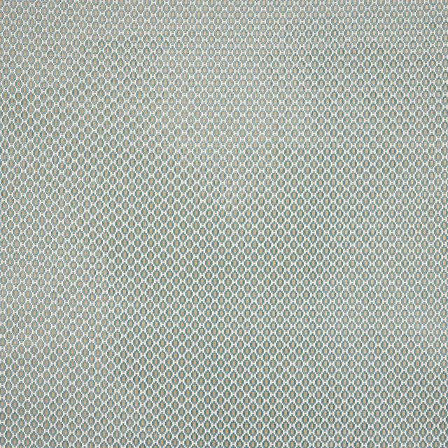 Small geometric cotton swatch in soft greyed blue and pale ivory