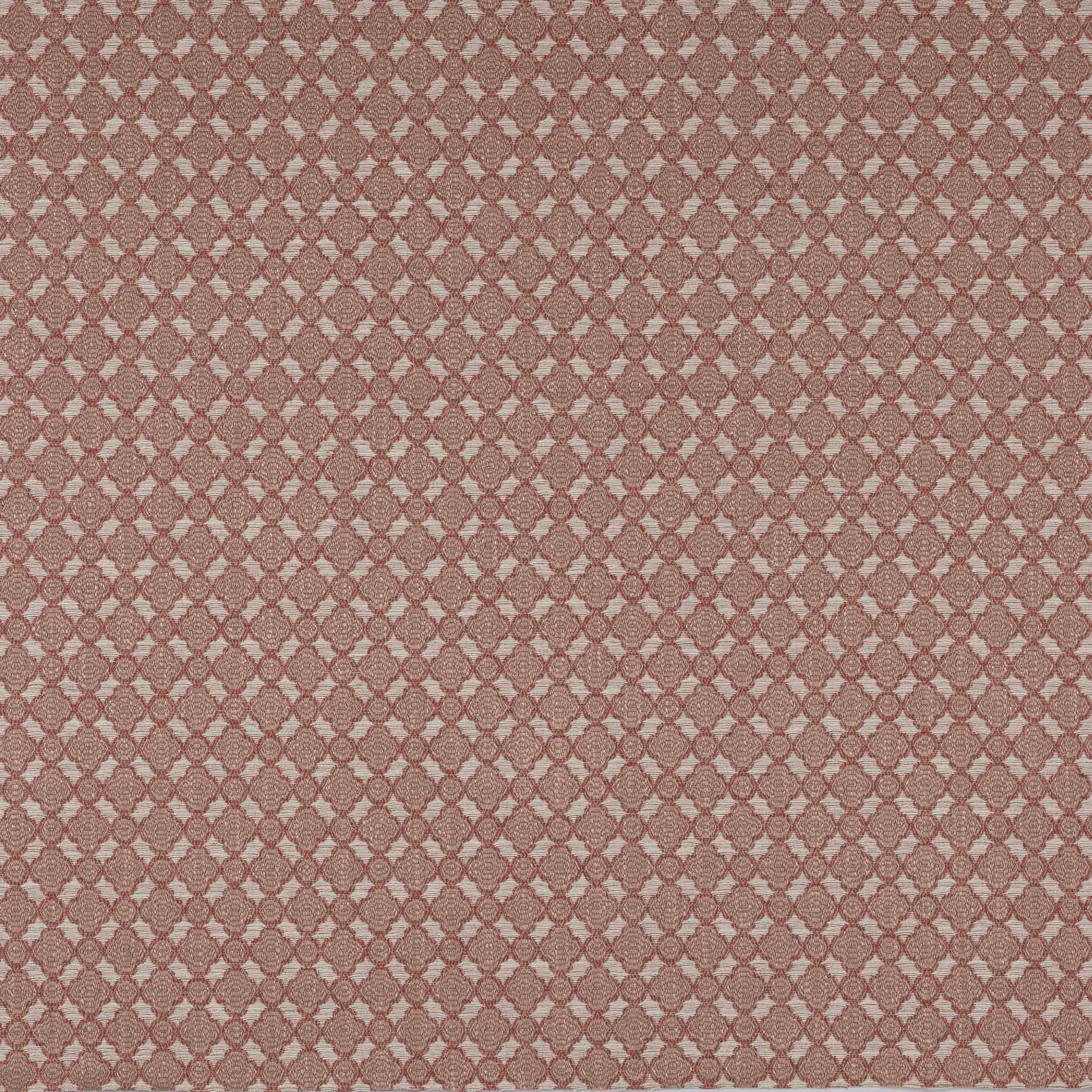 Close-up of Castele Brick geometric fabric in dusty brick rose and cream