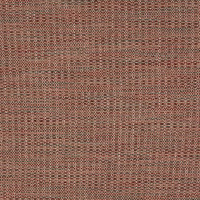 Close-up of a small-textured muted tomato red woven fabric with earthy undertones