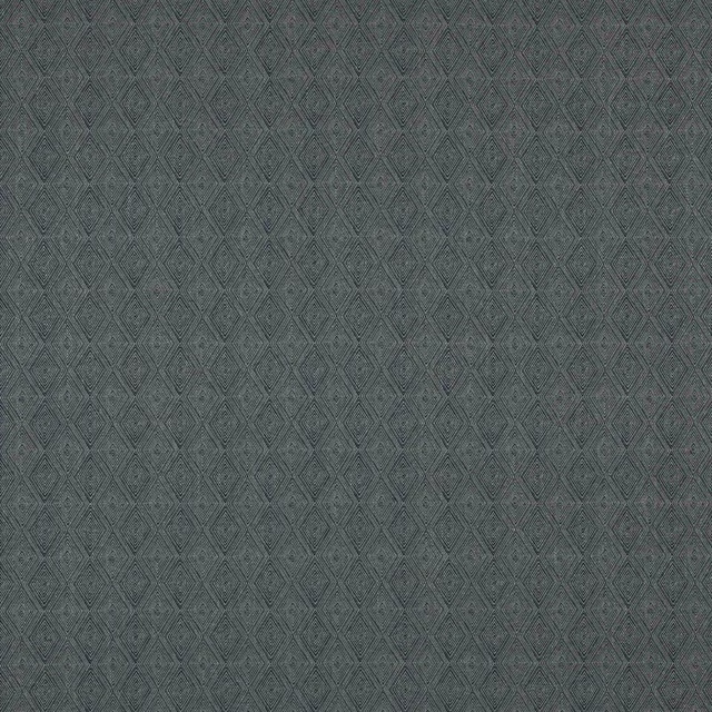 Muted blue-grey geometric woven fabric with small diamond lattice pattern