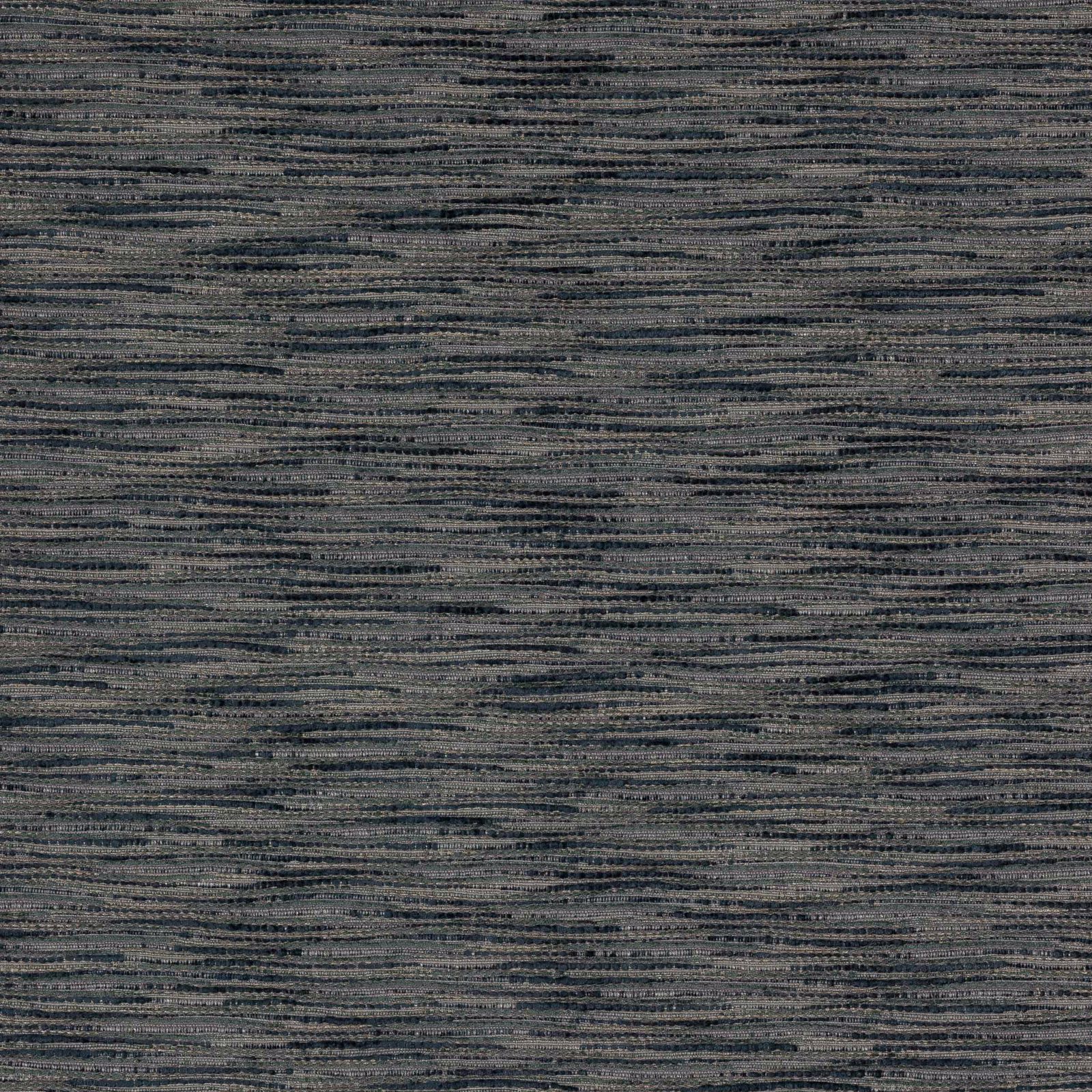 Close-up of a muted slate-blue woven fabric with fine horizontal slubs
